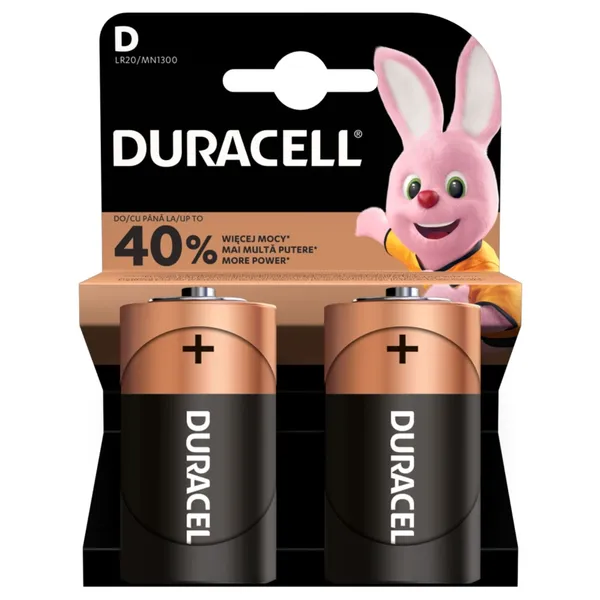 Baterijos DURACELL D, LR20, 2vnt