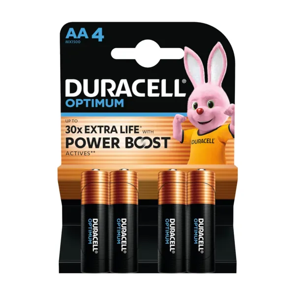 Baterijos DURACELL Optimum, AA, 4 vnt.