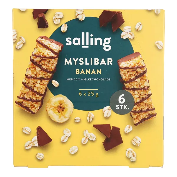 Dribsnių batonėliai su bananais SALLING, 6 x 25 g