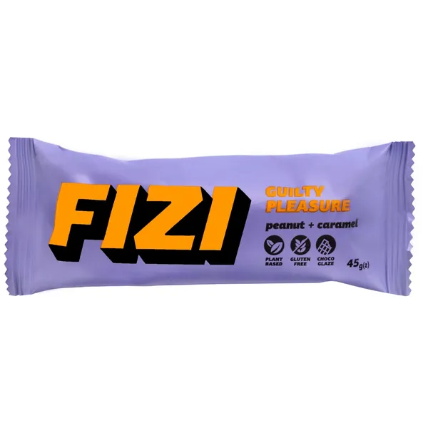 Batonėlis su šokolado glaistu PEANUT + CARAMEL FIZI su saldikliais, 45 g