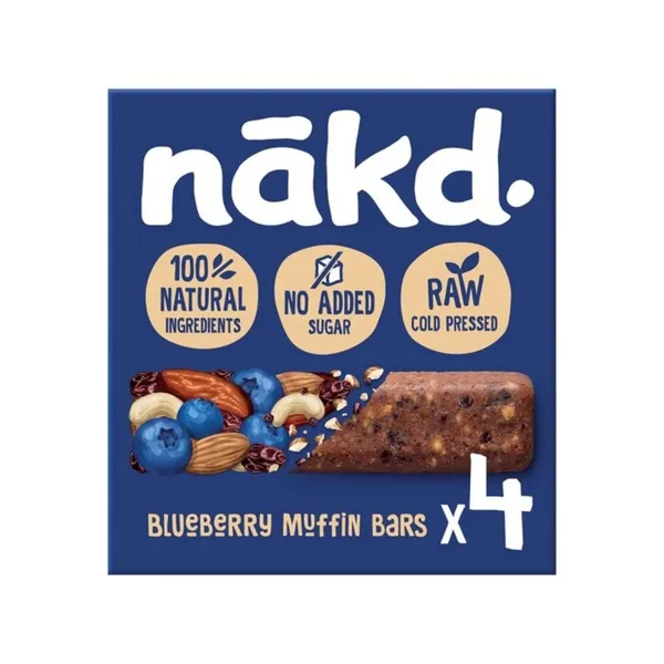 Batonėlis su mėlynėmis NĀKD BLUEBERRY MUFFIN, 4 x 35 g