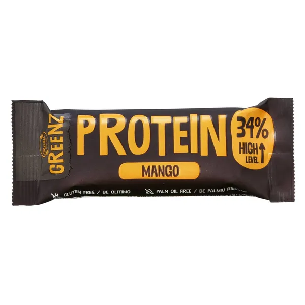 Batonėlis su šokoladu, su saldikliu GREENZ PROTEIN MANGO, 32 g