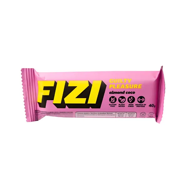 Batonėlis su šokolado glaistu ALMOND COCO FIZI su saldikliais, 40 g