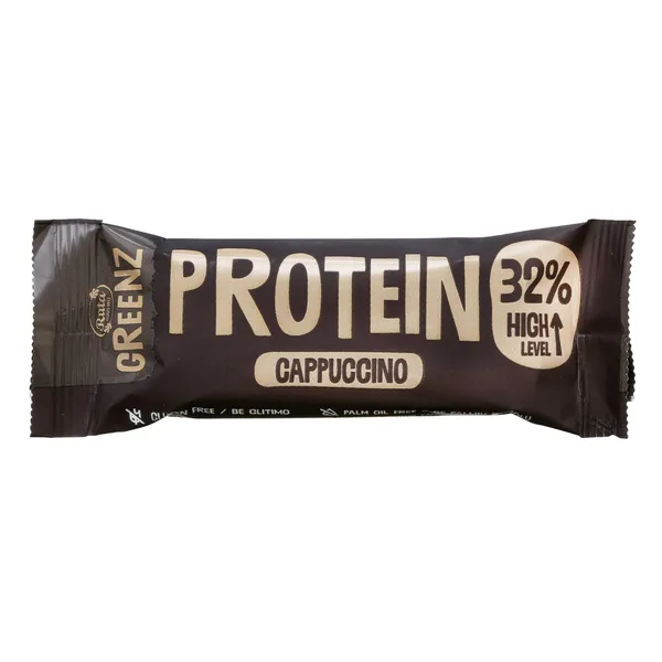 Batonėlis su šokoladu, su saldikliu GREENZ PROTEIN CAPPUCCINO, 32 g