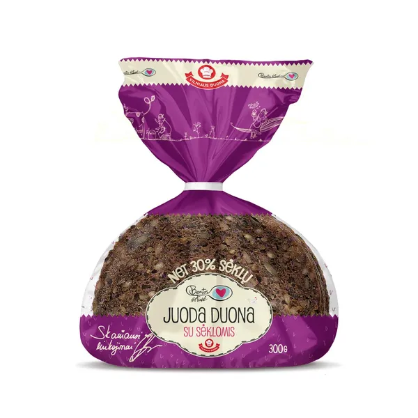 "Beatos virtuvė" juoda duona su sėklomis, 300 g