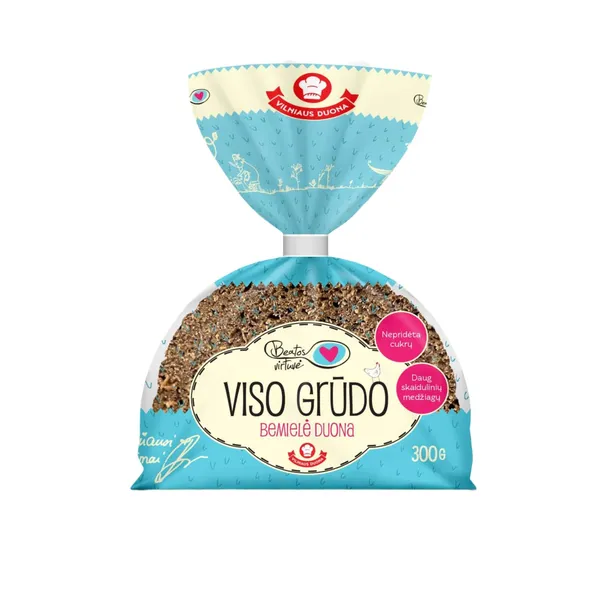 BEATOS VIRTUVĖS viso grūdo bemielė duona, 300 g