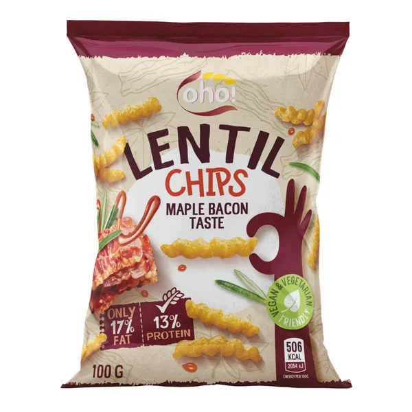 Bekono skonio raudonųjų lęšių traškučiai OHO, 100 g