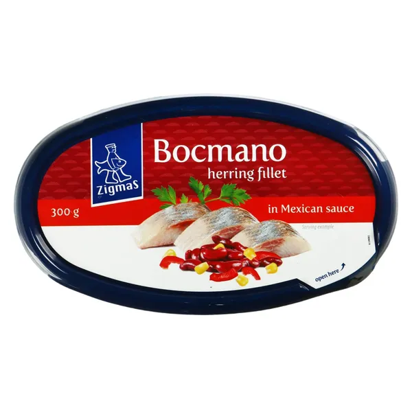 BOCMANO atlantinių silkių filė gabaliukai meksikietiškame padaže ZIGMAS, 300 g