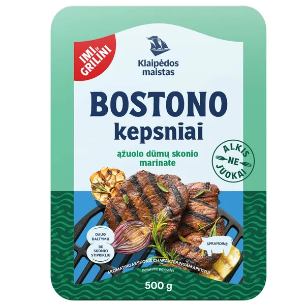 Bostono kiaulienos kepsniai ąžuolo dūmų skonio marinate KLAIPĖDOS MAISTAS, 500 g