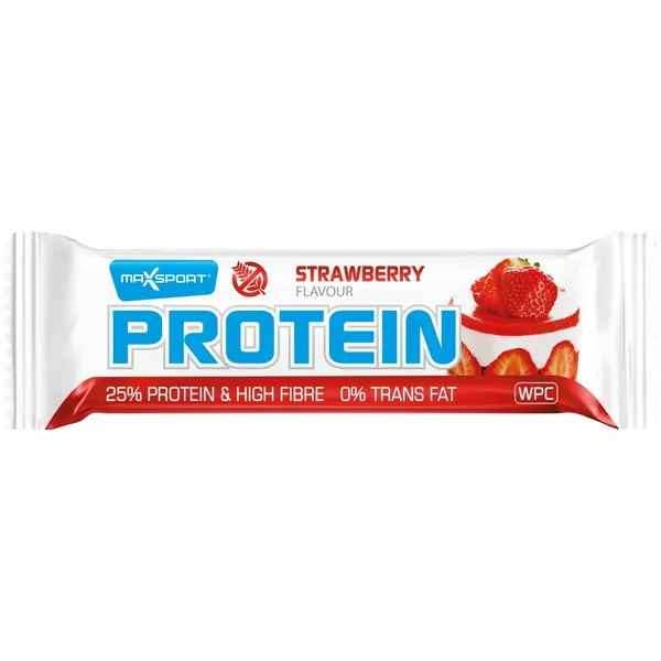 Braškių skonio baltyminis batonėlis MAXSPORT be glitimo, 60 g