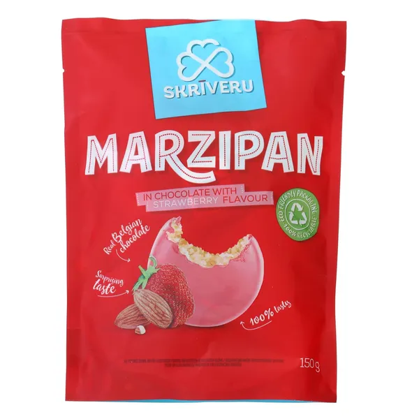 Marcipāns Skrīveru šokolādē ar zemeņu g. 150g