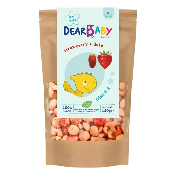 Braškių ir datulių skonio pusryčių mišinys DEAR BABY, 110 g