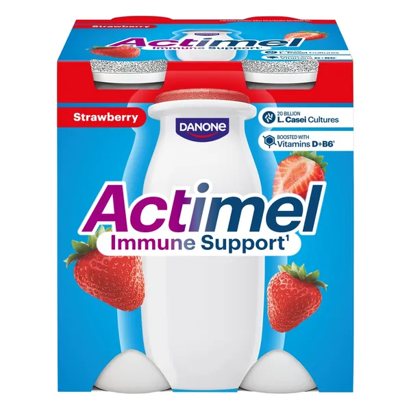 Braškių skonio jogurtinis gėrimas ACTIMEL, 1,5 % rieb., 4 x 100 g