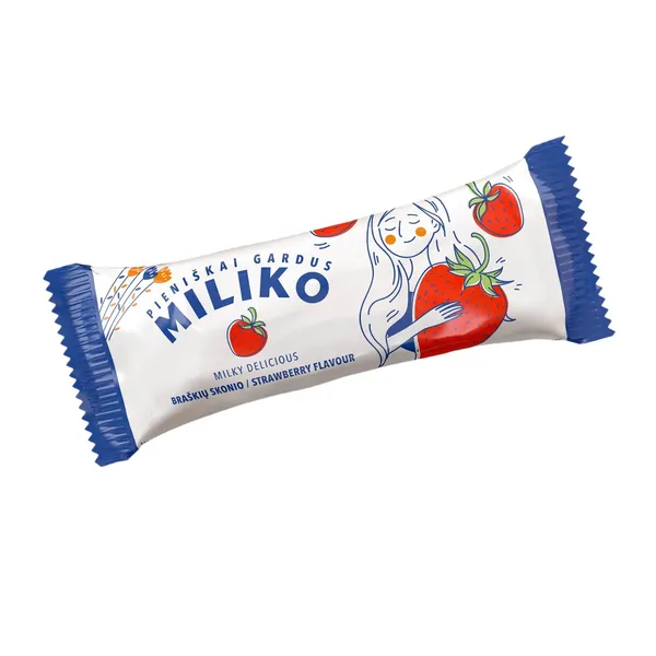 Glaistytas desertas MILIKO, braškių skonio, 23 % rieb., 35 g