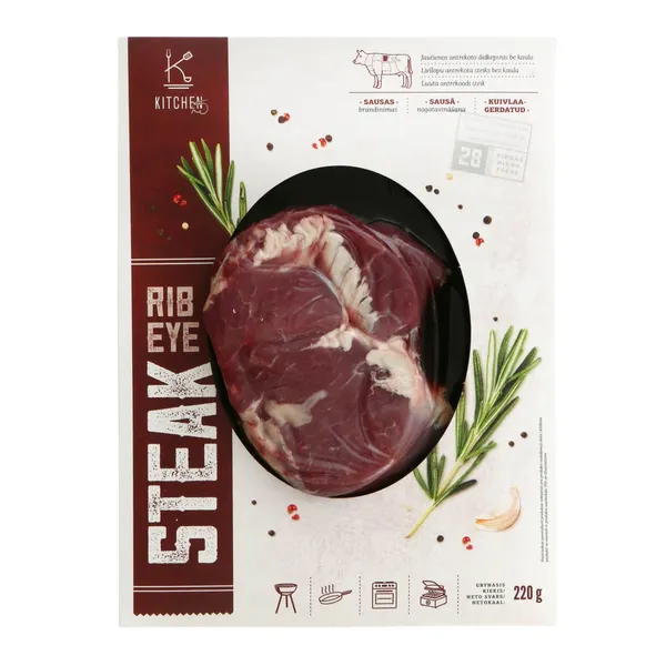 Brandintas jautienos antrekoto didkepsnis be kaulo Rib eye STEAK, KITCHEN ME, 220 g