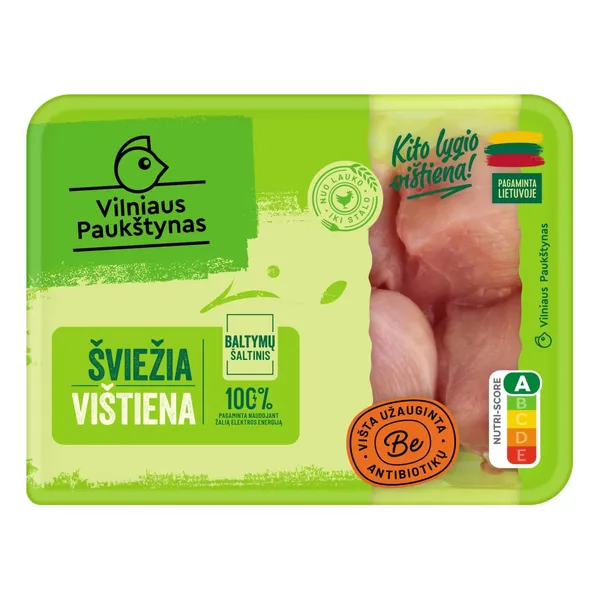 Švieži viščiukų broilerių filė gabaliukai be antibiotikų, 500 g.