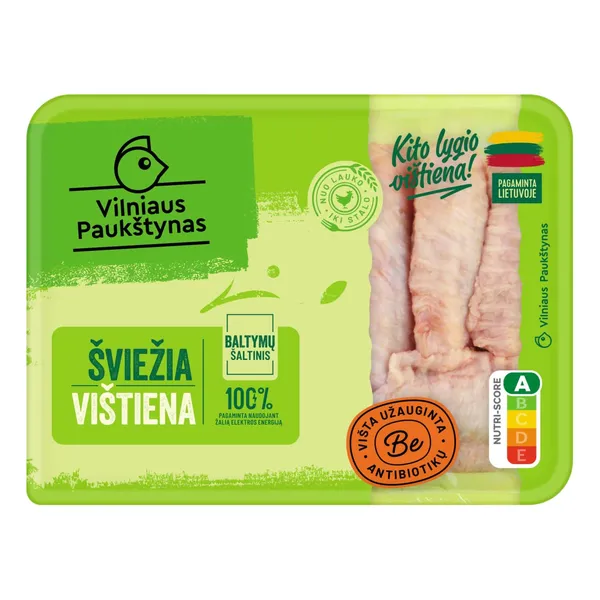 Šviežios viščiukų broilerių sparnų vid. dalys be antibiotikų, 500 g.