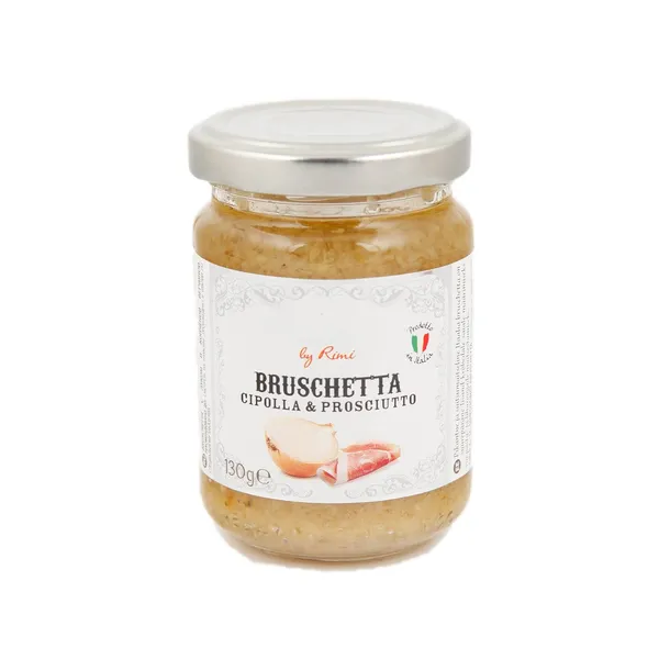 BRUSCHETTA su svogūnais ir rūkytu kumpiu SELECTION BY RIMI, 130 g