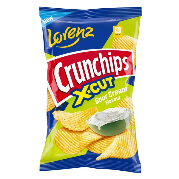 Bulvių traškučiai LORENZ CRUNCHIPS X-CUT grietinės skonio, 130 g