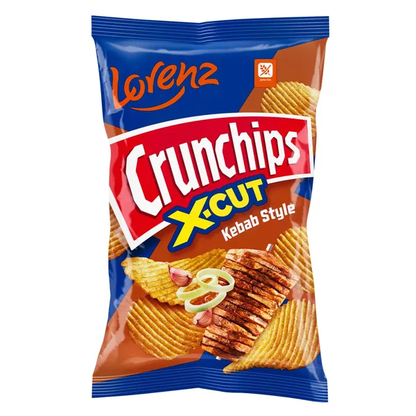 Bulvių traškučiai LORENZ CRUNCHIPS X-CUT kebabo skonio, 130 g