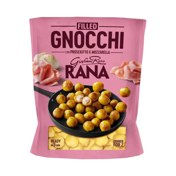 Bulvių virtinukai GNOCCHI įdaryti su virtu kumpiu ir mocarelos sūriu HAM & MOZZARELLA, 280 g