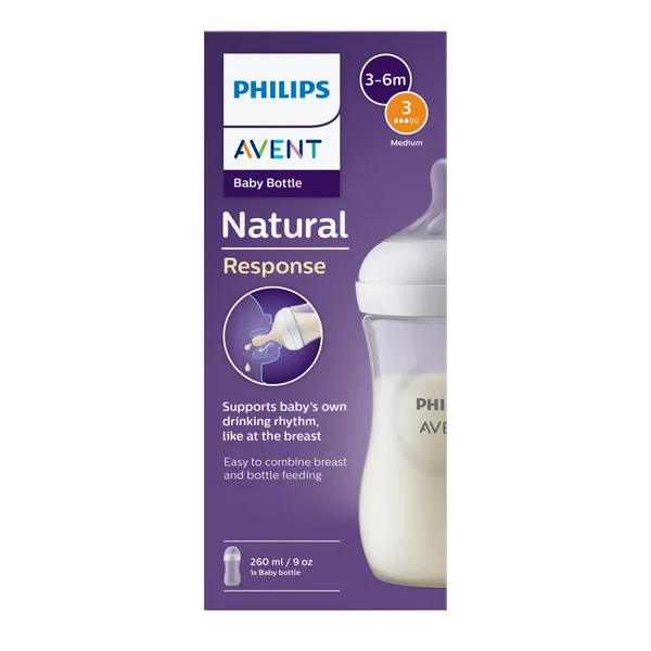 Buteliukas PHILIPS AVENT NATURAL RESPONSE, 260 ml, 1 m+