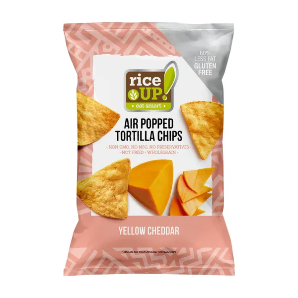 Čederio sūrio skonio tortilijos traškučiai RICE UP, 60 g