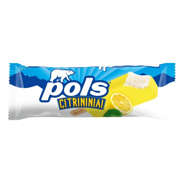 Citrininiai grietininiai ledai POLS, su citrinų skonio glaistu, 120 ml