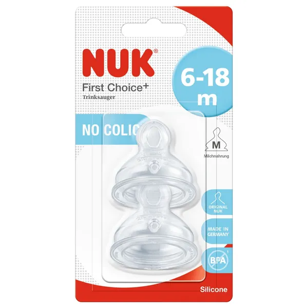 Čiulptukas NUK FIRST CHOICE+, dydis M, silikonas, 6 - 18 mėn, 2 vnt