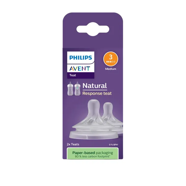 Kūdikių buteliukų silikoniniai žindukai PHILIPS AVENT NATURAL RESPONSE, 1 m+, 2 vnt