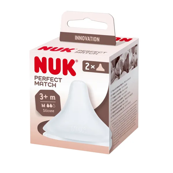 Čiulptukas NUK PERFECT MATCH, M dydis, silikonas, 3 mėn+, 2 vnt