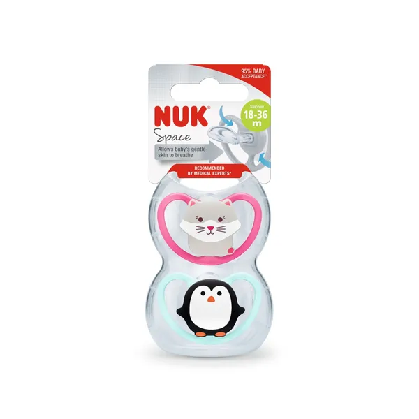 Čiulptukas NUK SPACE silikoninis 18-36 mėn, 2 vnt.