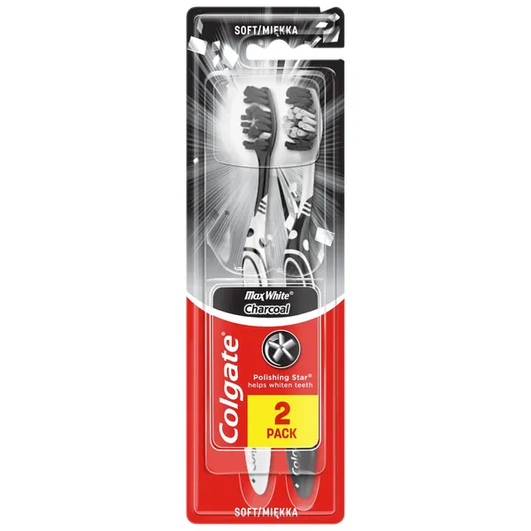 Dantų šepetėlis COLGATE MAX WHITE CHARCOAL, 2 vnt., 2 vnt.