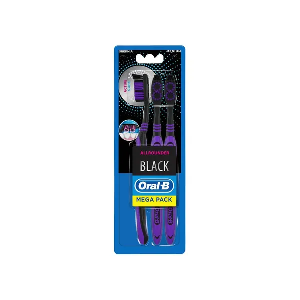 Dantų šepetėlis ORAL-B Allrounder Black, Medium, 3 vnt.