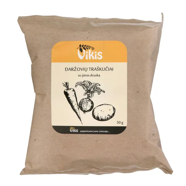 Daržovių traškučiai su jūros druska VIKIS, 50 g