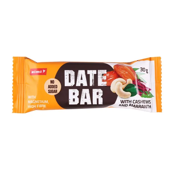 Datulių batonėlis su anakardžiais ir burnočiais RIMI, 30 g