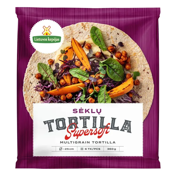 Daugiagrūdės tortilijos LIETUVOS KEPĖJAS, 25 cm, 360 g