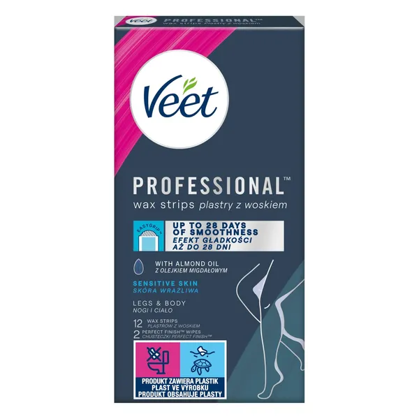 Depiliacinės vaško juostelės VEET COLD WAX STRIPS SENSITIVE SKIN, 12 vnt.