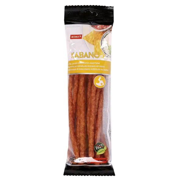 Paukštienos ir kiaulienos dešrelės su sūriu KABANOS RIMI, 120 g