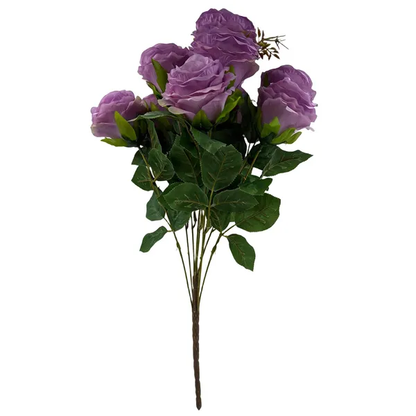 Dirbtinių rožių puokštė, violetinė, 54 cm, AW26
