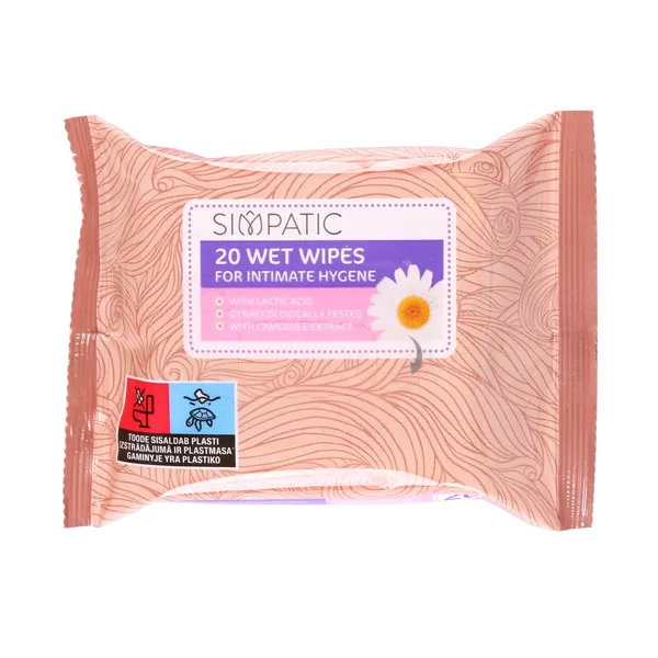 Drėgnos servetėlės intymiai higienai SIMPATIC, 20 vnt.