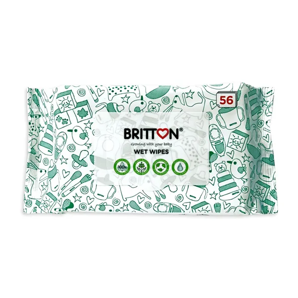 Drėgnos servetėlės BRITTON, 56 vnt
