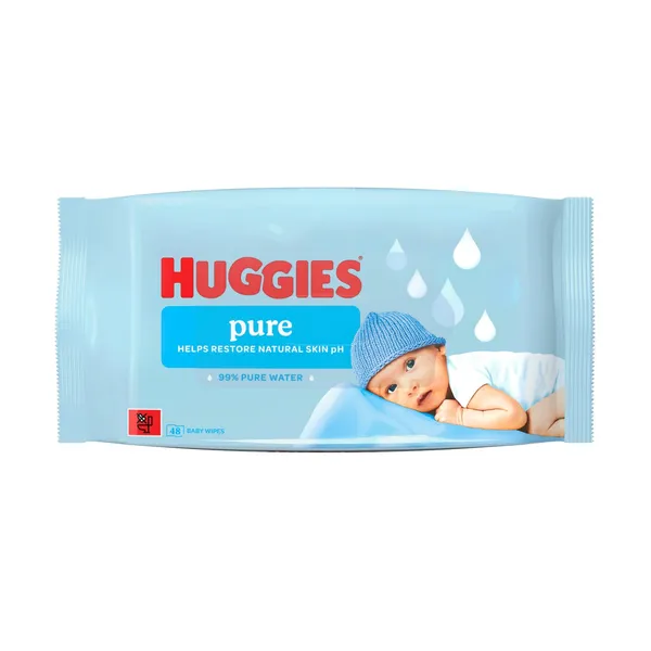 Drėgnos servetėlės HUGGIES PURE, 48 vnt.