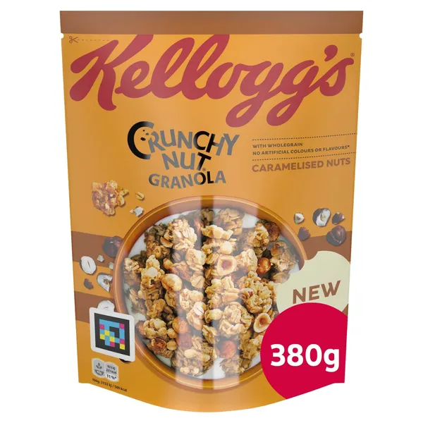 Dribsniai su karamelizuotais riešutais KELLOGG'S CRUNCHY NUT GRANOLA, 380 g