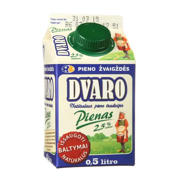 Pienas DVARO, 2,5% rieb., 500 ml