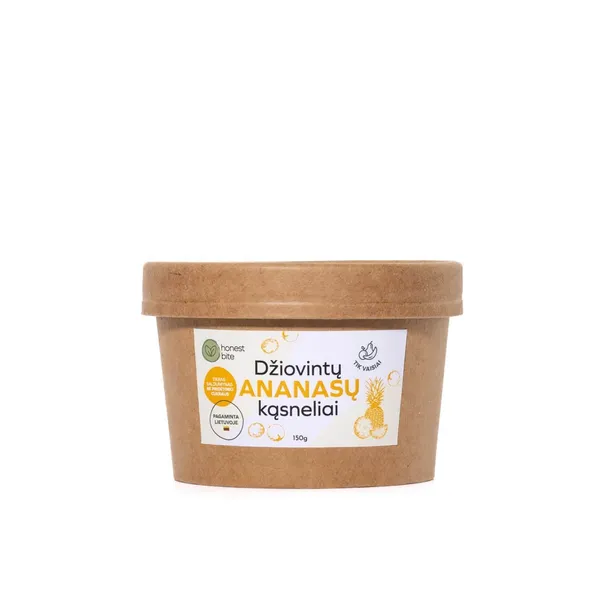 Džiovintų ananasų kąsneliai HONESTBITE be pridėtinio cukraus, 150 g