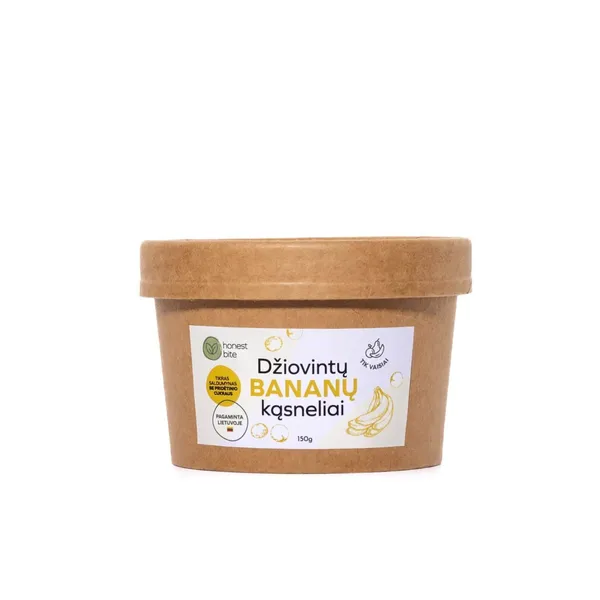 Džiovintų bananų kąsneliai HONESTBITE be pridėtinio cukraus, 150 g