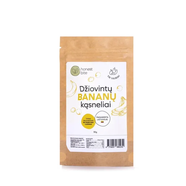 Džiovintų bananų kąsneliai HONESTBITE, 50 g