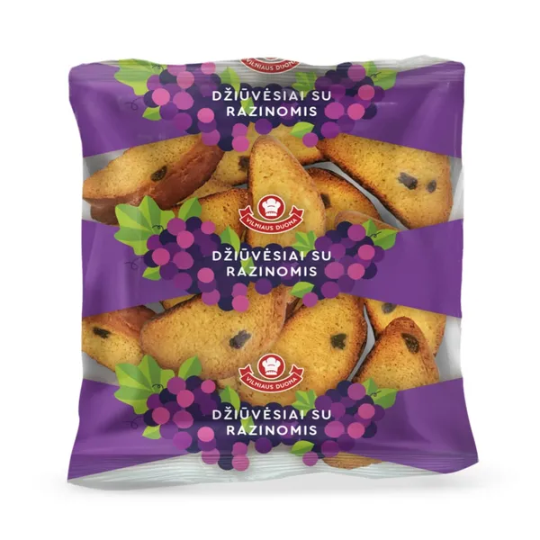 Džiūvėsiai su razinomis VILNIAUS DUONA, 250 g
