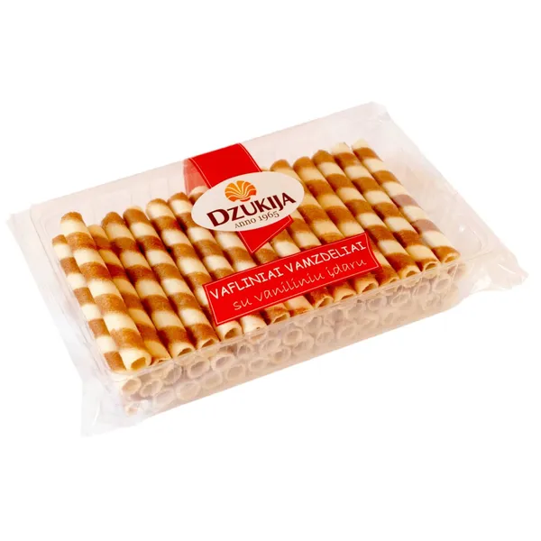 Dzūkijos vafliniai vamzdeliai su vaniliniu įdaru, 180 g